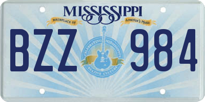 MS license plate BZZ984
