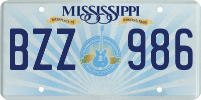 MS license plate BZZ986