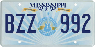 MS license plate BZZ992