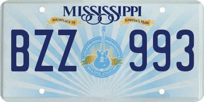 MS license plate BZZ993