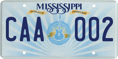 MS license plate CAA002