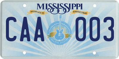 MS license plate CAA003