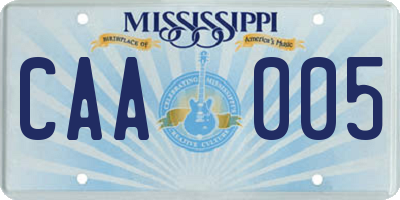 MS license plate CAA005