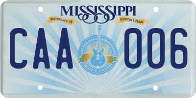 MS license plate CAA006