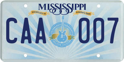 MS license plate CAA007
