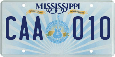 MS license plate CAA010