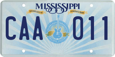 MS license plate CAA011