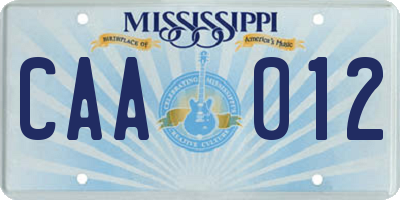 MS license plate CAA012