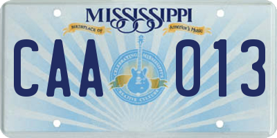 MS license plate CAA013