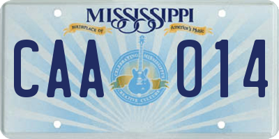 MS license plate CAA014