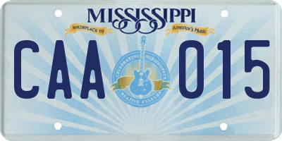 MS license plate CAA015