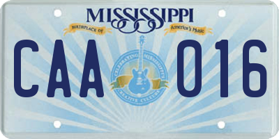 MS license plate CAA016