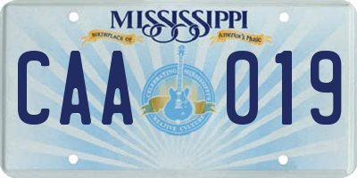 MS license plate CAA019