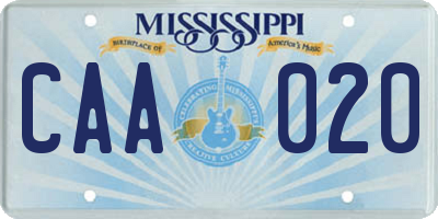 MS license plate CAA020