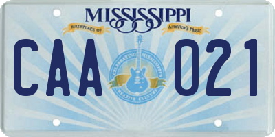 MS license plate CAA021