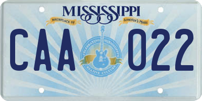 MS license plate CAA022