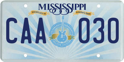 MS license plate CAA030