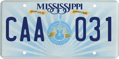 MS license plate CAA031