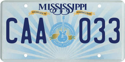 MS license plate CAA033