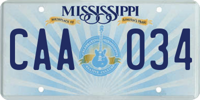 MS license plate CAA034