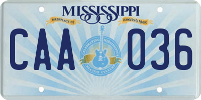 MS license plate CAA036