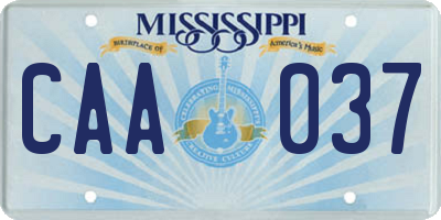 MS license plate CAA037