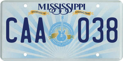 MS license plate CAA038