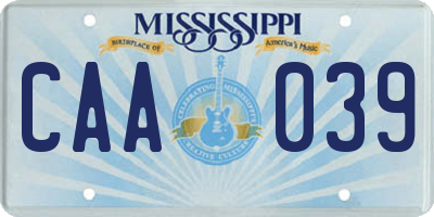 MS license plate CAA039