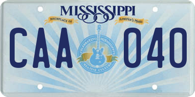 MS license plate CAA040