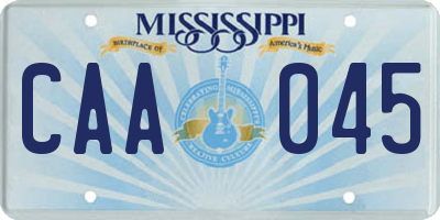 MS license plate CAA045
