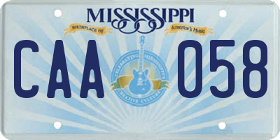 MS license plate CAA058