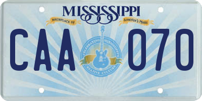 MS license plate CAA070