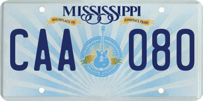 MS license plate CAA080