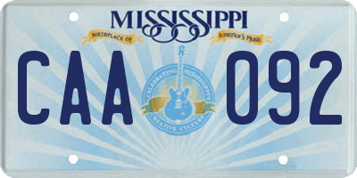 MS license plate CAA092