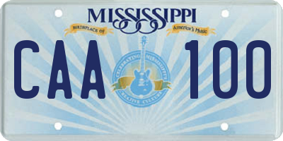 MS license plate CAA100