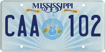 MS license plate CAA102