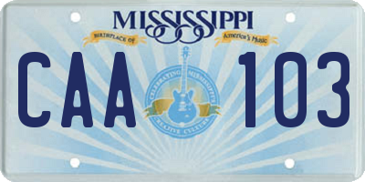 MS license plate CAA103