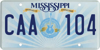 MS license plate CAA104