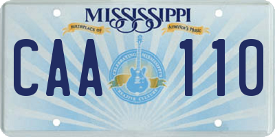 MS license plate CAA110