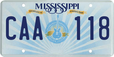 MS license plate CAA118
