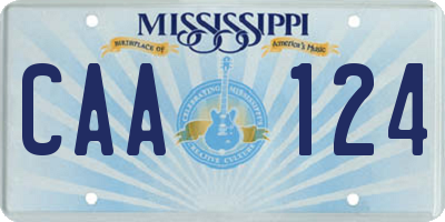 MS license plate CAA124