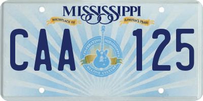 MS license plate CAA125