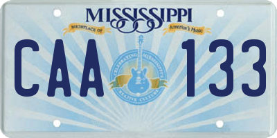 MS license plate CAA133