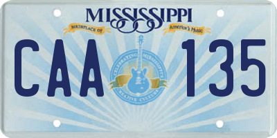 MS license plate CAA135