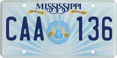 MS license plate CAA136
