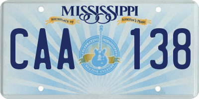 MS license plate CAA138