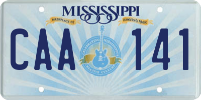 MS license plate CAA141