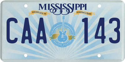 MS license plate CAA143