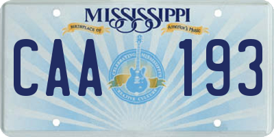 MS license plate CAA193
