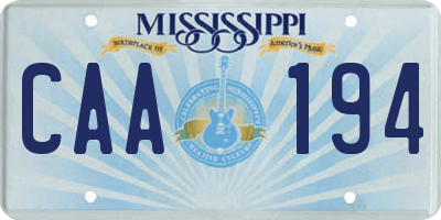MS license plate CAA194